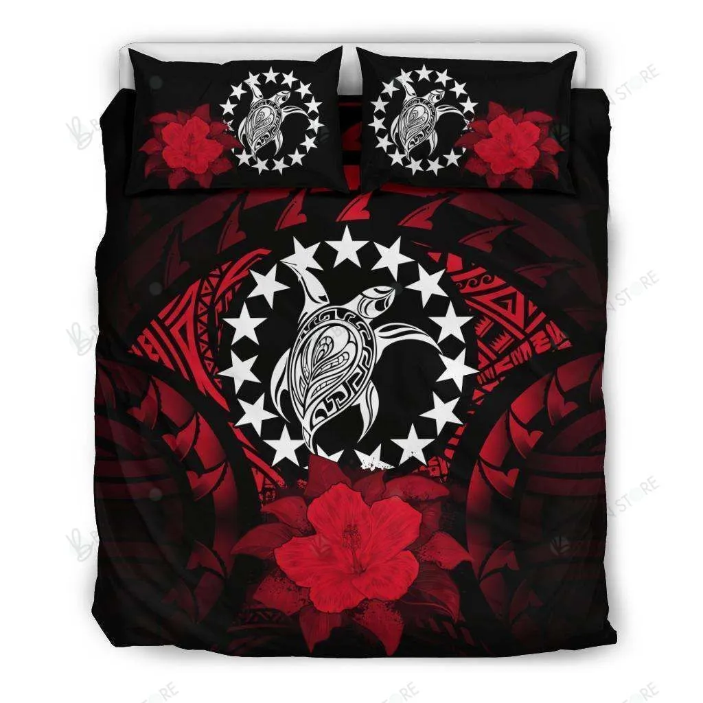 Cook Islands Red Hibiscus Turtle Hibiscus Bedding Set Bedroom Decor