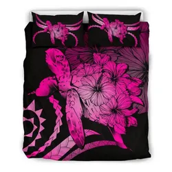 Alohawaii Home Set - Hawaii Turtle Hibiscus Polynesian Vintage Bedding Set - Pink - AH - J4