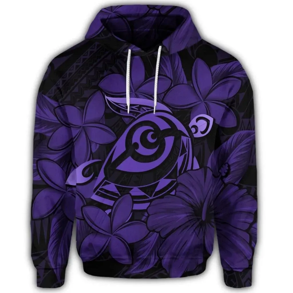 Alohawaii Hoodie - Hawaiian Turtle Hibiscus Plumeria Kanaka Polynesian Hoodie Purple - Soft Style - AH - J4R