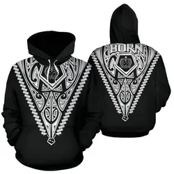 Born Samoa Hoodie -Samoa Coat Of Arms Polynesian Tattoo K5 White