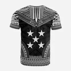 Gambier Islands Custom Personalised T-Shirt - Gambier Islands Flag Polynesian Chief Tattoo Black Version
