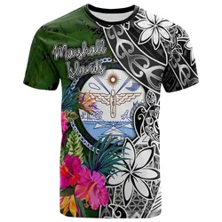 Marshall Islands T-Shirt - Turtle Plumeria Banana Leaf Crest - BN11