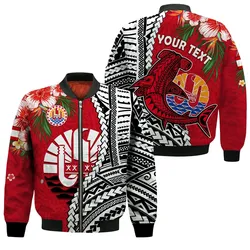 (Custom Personalised) Tahiti Islands Bomber Jacket Polynesian Shark Mix Tropical Flowers LT14