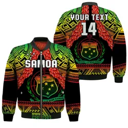 (Custom Text And Number) Samoa Rugby Bomber Jacket Teuila Torch Ginger Gradient Style LT14