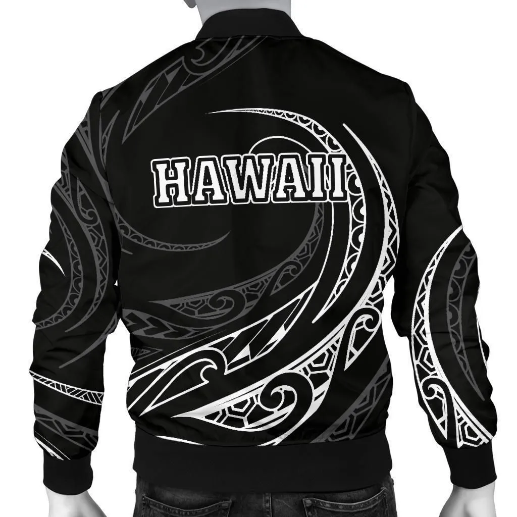 Hawaii Turtle Polynesian Menʻs Bomber Jacket - White - Frida Style