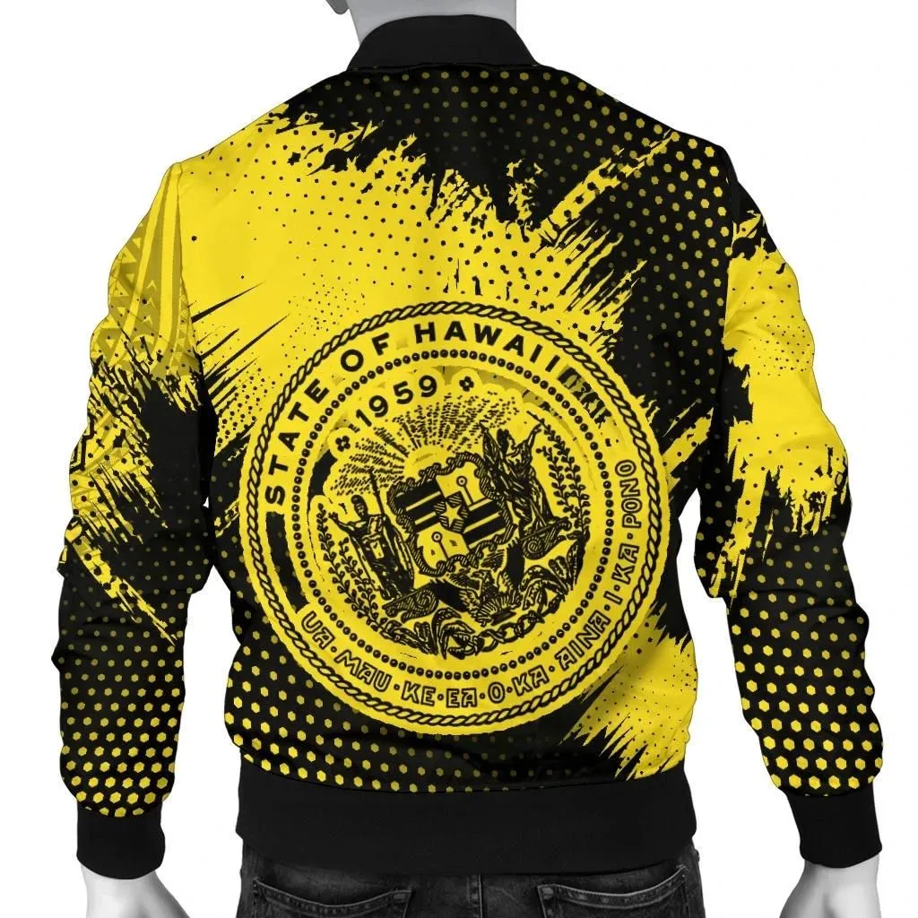 FamilyGater Jacket - King Kamehameha Hawaii Men's Bomber Jacket - Yellow - Vincent Style - AH J91