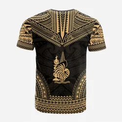 New Caledonia Custom Personalised T shirt - New Caledonia Coat Of Arms Polynesian Chief Tattoo Gold Version
