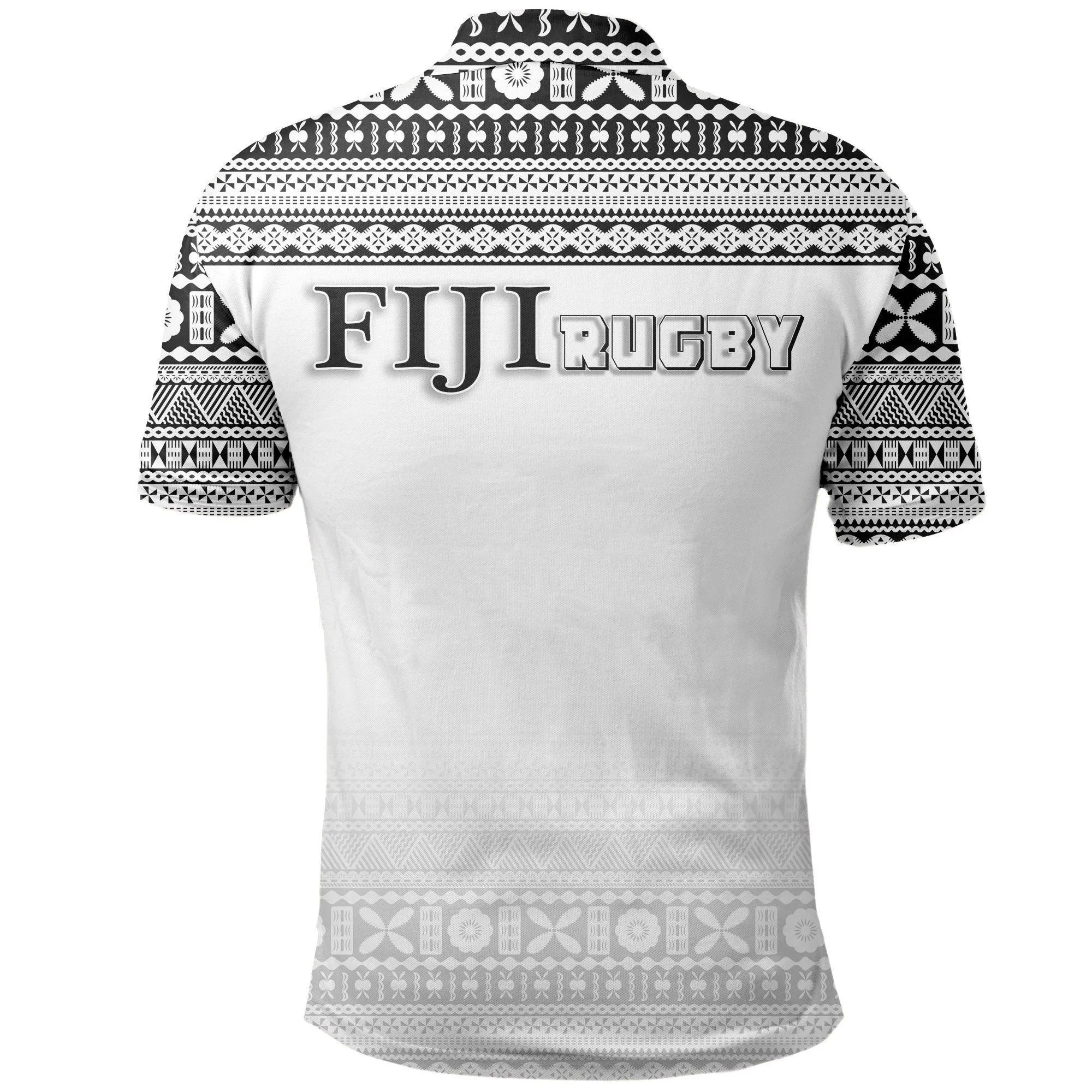 Fiji Polo Shirt - Rugby Fijian Tapa White Patterns