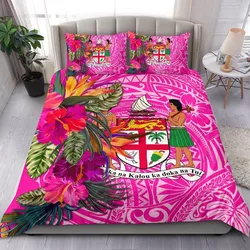 Fiji Bedding Set - Hibiscus Polynesian Pattern Pink Version