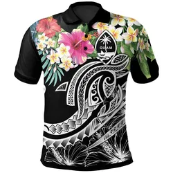 Guam Polynesian Polo - Summer Plumeria (Black)