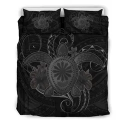 Hawaii Turtle Hibiscus Polynesian Bedding Set - Full Style - Gray