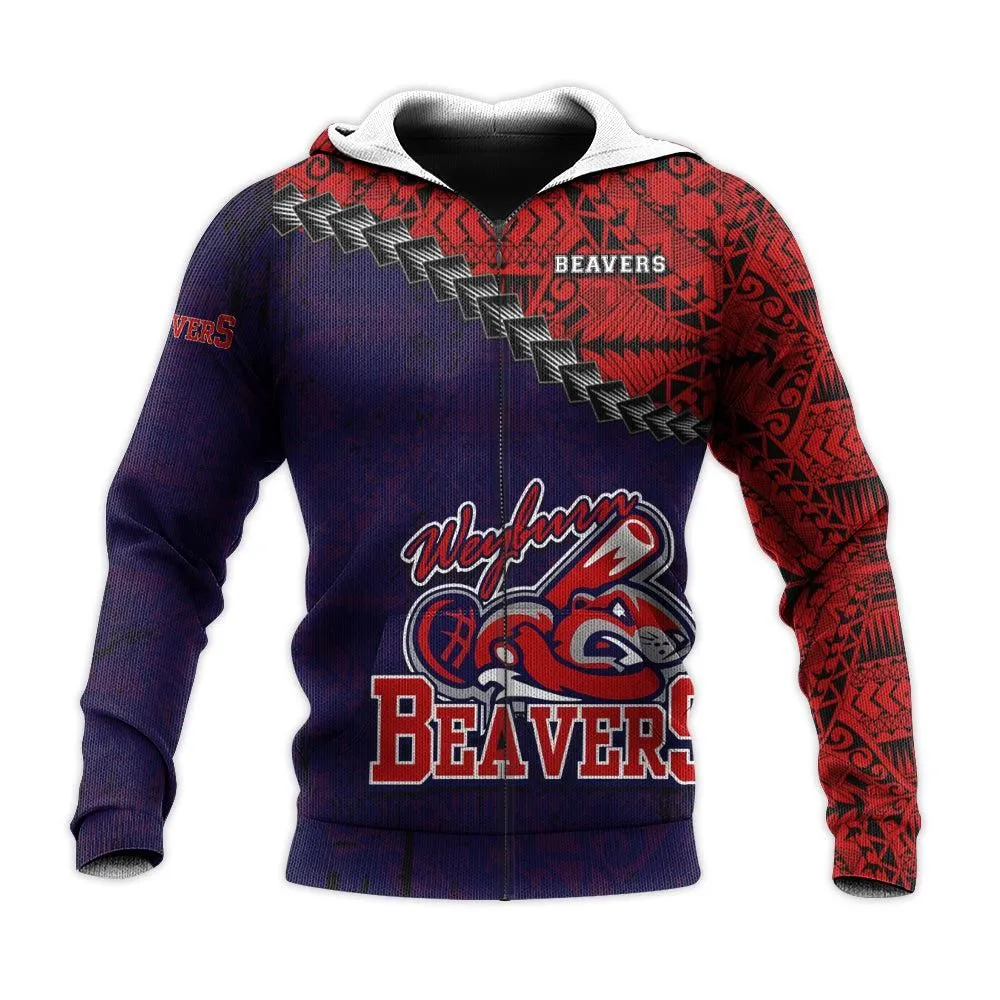 Weyburn Beavers Hoodie Grunge Polynesian Tattoo - CA BASEBALL
