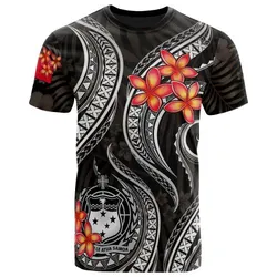 Samoa Polynesian T shirt - White Plumeria