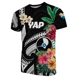 Yap T-Shirt Coat Of Arms Polynesian With Hibiscus TH5