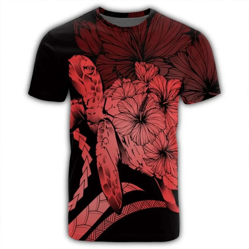 Alohawaii Tee - Hawaiian Hawaii Turtle Hibiscus Polynesian Vintage T-shirt Red - AH - J4R
