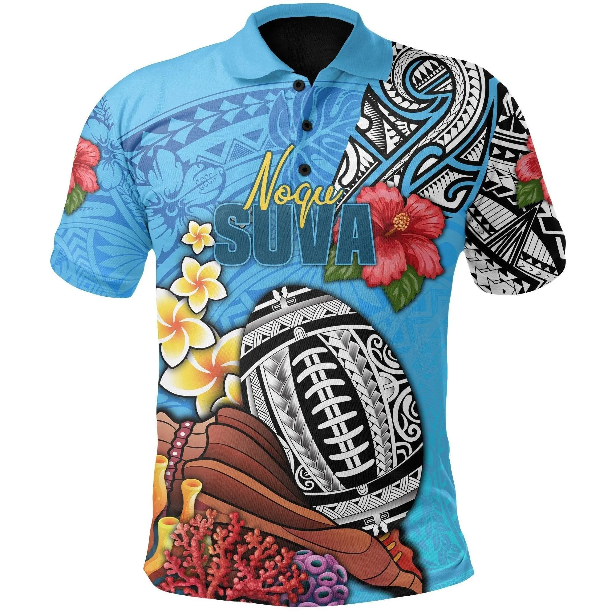 (Custom Personalised) Suva Fiji Rugby Polo Shirt Polynesian Ocean Style