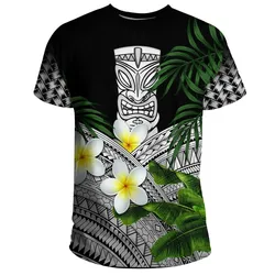 Hawaii T-Shirts, Polynesian Tiki Plumeria Banana Leaves Gray A02