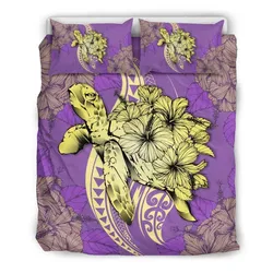 Hawaiian Bedding Set - Hawaii Polynesian Turtle Hibiscus Bedding Set - Yellow