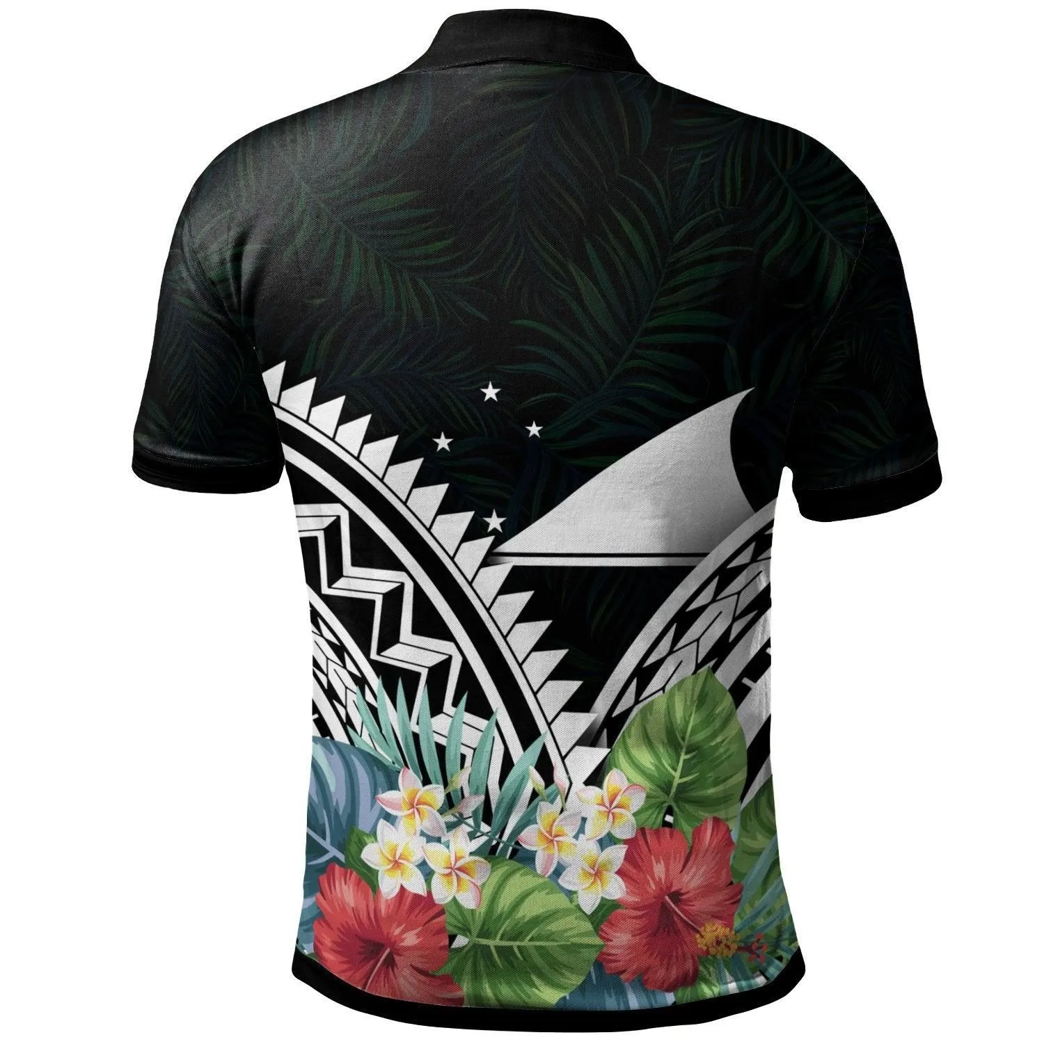 Tokelau Polo Shirt - Tokelau Coat of Arms & Polynesian Tropical Flowers White