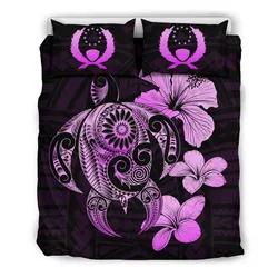 Pohnpei Islands Hibiscus Plumeria Mix Polynesian Pink Turtle Bedding Set - J1