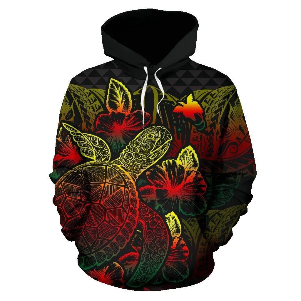 Papua New Guinea Polynesian Hoodie Turtle Hibiscus Reggae
