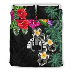 Tahiti Bedding Set - Hibiscus Turtle Tattoo Black