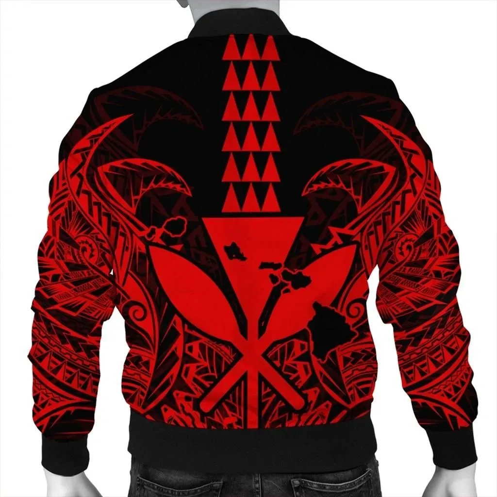 FamilyGater Jacket - Hawaii Polynesian Kanaka Kakau Bomber Jacket - Alan Style Red - AH - J4R