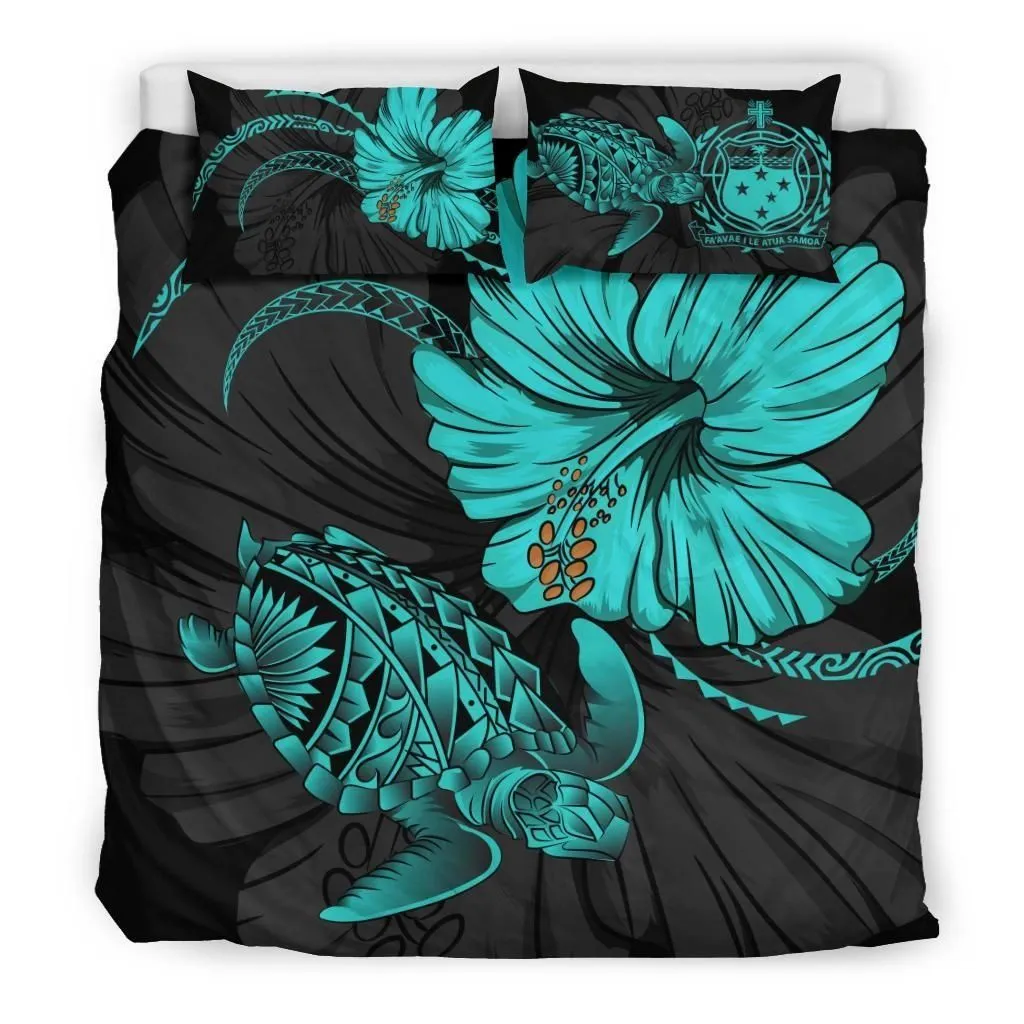 FamilyGater Bedding Set - Cover and Pillow Cases Samoa Turtle Acacia Hibiscus Poly J9