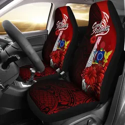 Cook Island Polynesian Car Seat Covers - Coat Of Arm With Hibiscus