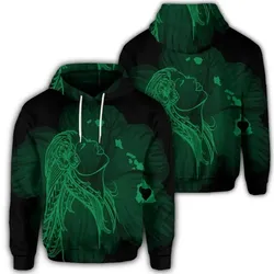 Alohawaii Hoodie - Hawaiian Map Heart Hula Girl Hibiscus Green Polynesian Hoodie - AH - J4R