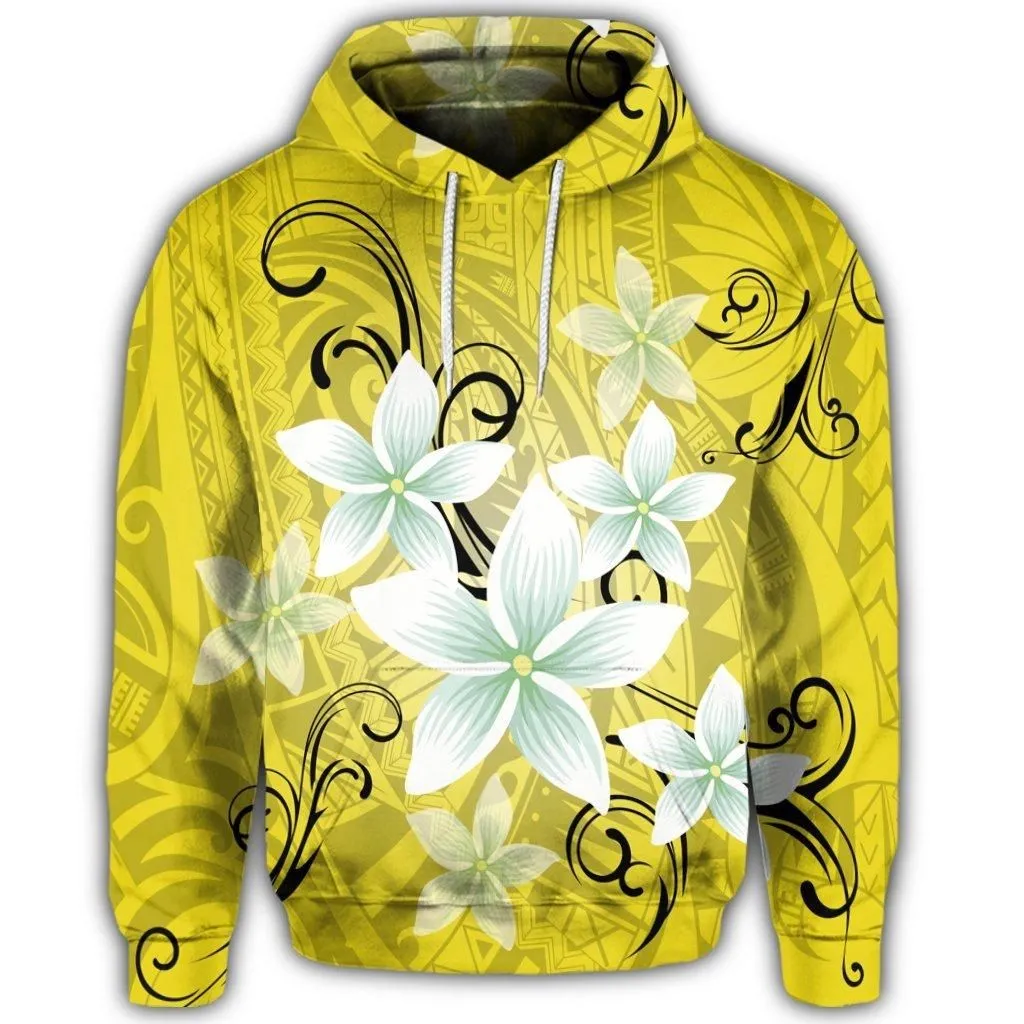 Hawaiian Plumeria Polynesian Hoodie - Yellow