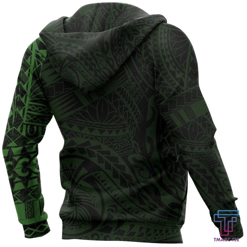 Tmarc Tee Polynesian Tattoo Style Hoodie - Green NVD1344