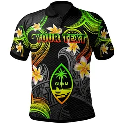 Guam Polo Shirt - Custom Personalised Polynesian Waves with Plumeria Flowers (Reggae)