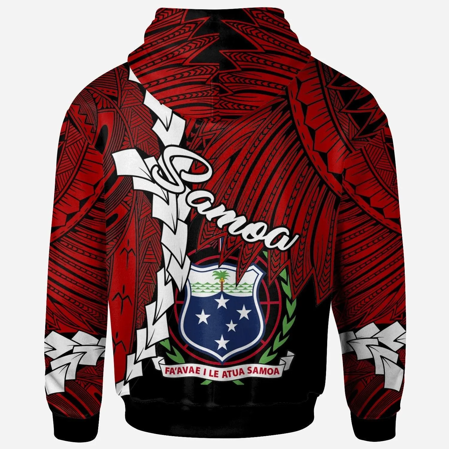 Samoa Polynesian Hoodie - Tribal Wave Tattoo Flag Color