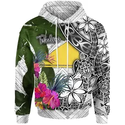 Alohawaii Clothing - Hoodie Tokelau White - Turtle Plumeria Banana Leaf - BN11