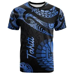 Tahiti Polynesian T-Shirt - Poly Tattoo Blue Version