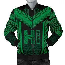 Hawaiian Kanaka Polynesian Mens Bomber Jacket Active Green
