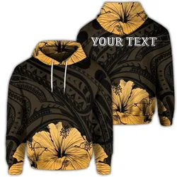 Alohawaii Hoodie - (Personalised) Royal Hibiscus Polynesian Tribal Golden Hoodie - AH - JR