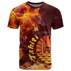 Tahiti Polynesian T shirt - Fire Hibiscus