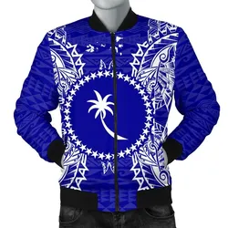 Chuuk Polynesian Mens Bomber Jacket Map Blue