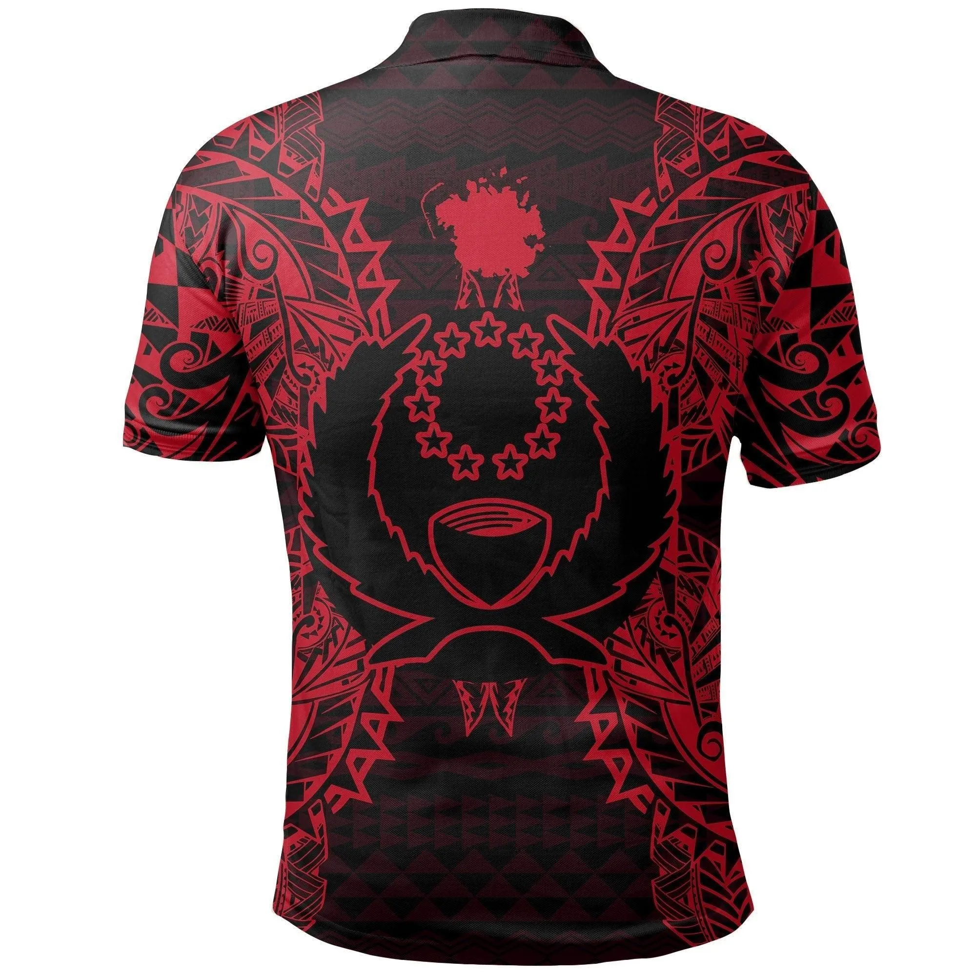 Pohnpei Polo Shirt - Pohnpei Flag Map Polynesian Tattoo Red