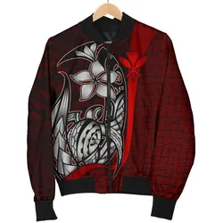 Polynesian Hawaii Men Bomber Jacket Red - Turtle with Hook