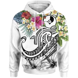 Yap Polynesian Hoodie - Summer Plumeria White