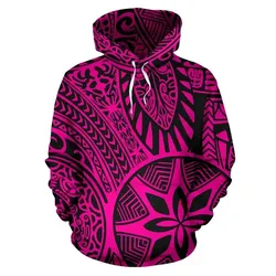 Alohawaii Hoodie - Polynesian Hawaiian Style Tribal Tattoo Pink Pullover - AH - JR