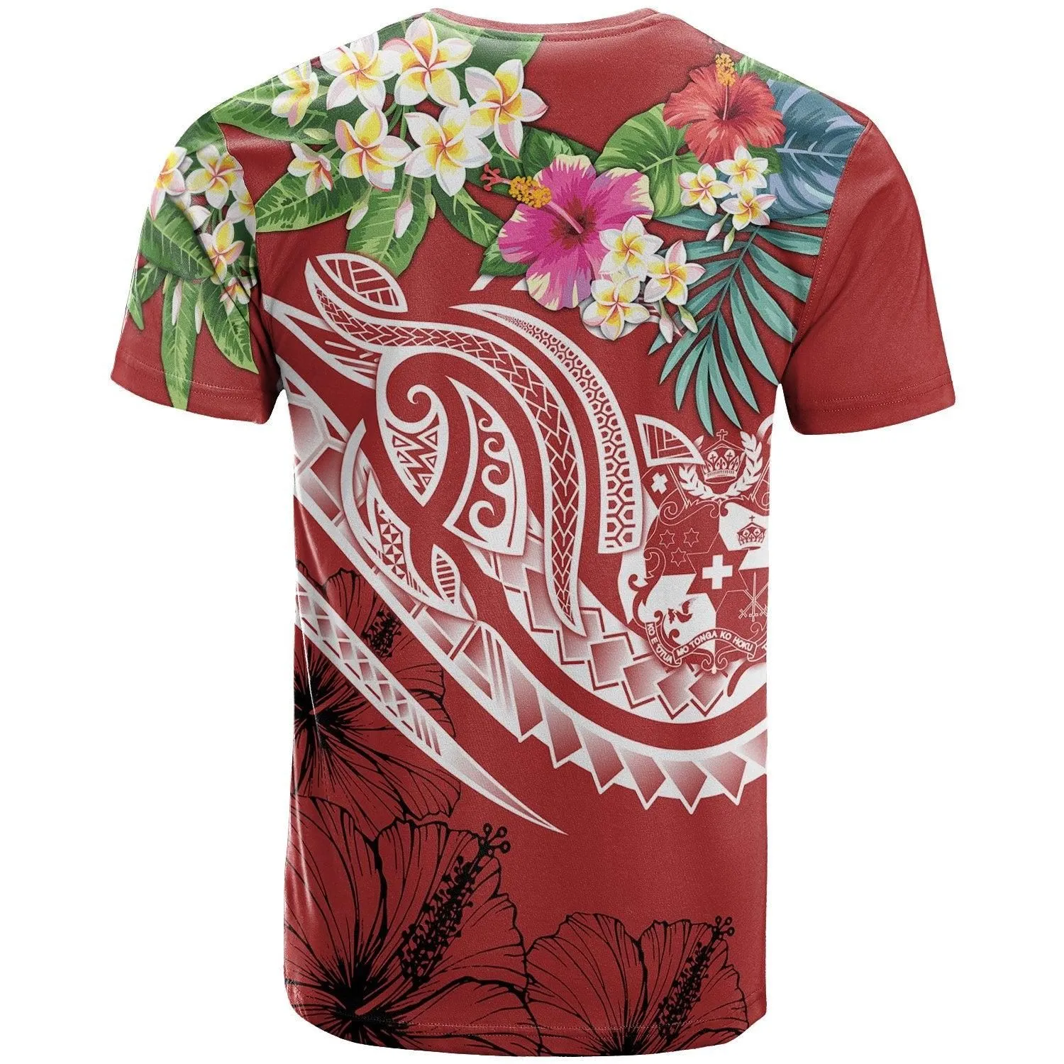 Tonga Polynesian T-Shirt - Summer Plumeria (Red)