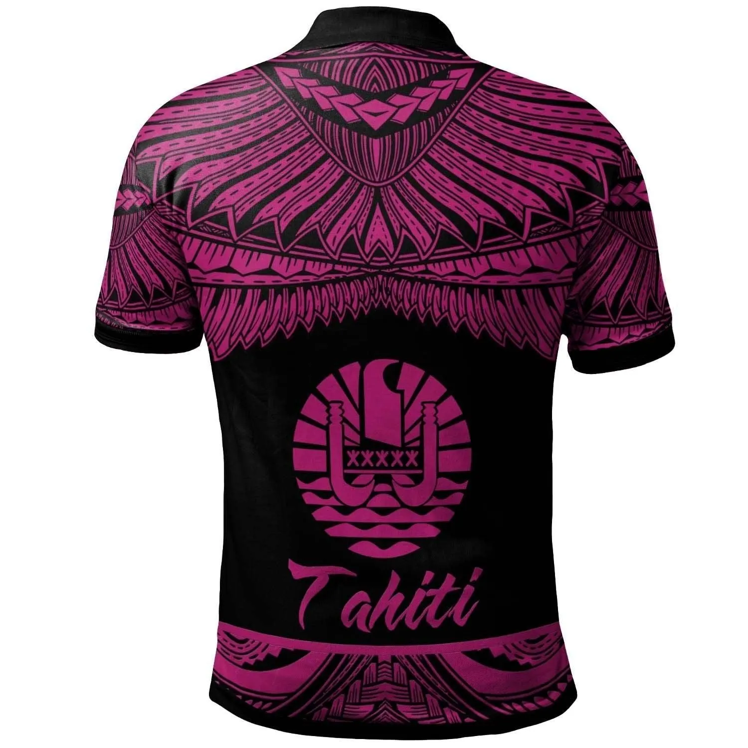 Tahiti Polynesian Custom Personalised Polo Shirt - Poly Tattoo Pink Version