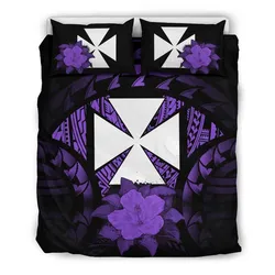 Wallis And Futuna Purple Hibiscus Bedding Set