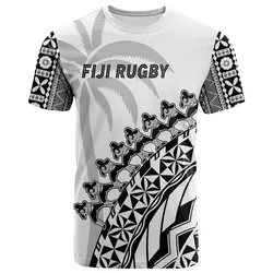 Fiji Rugby T Shirt Fijian Cibi Dance Tapa Pattern White LT14