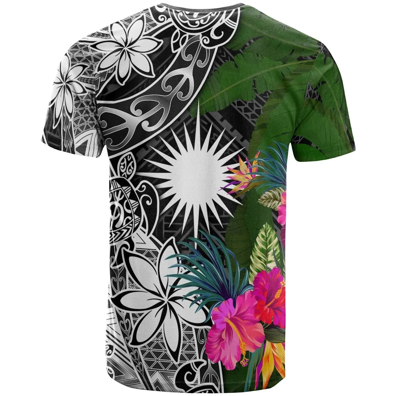 Marshall Islands Custom Personalised T-Shirt - Turtle Plumeria Banana Leaf - BN11