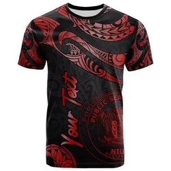 Niue Polynesian Custom Personalised T-Shirt - Poly Tattoo Red Version